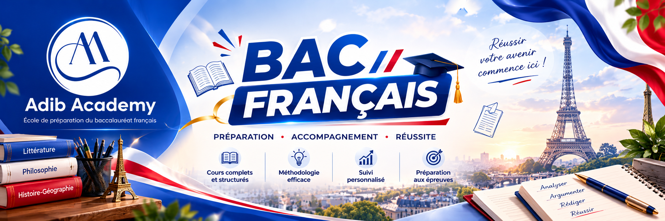 Bannière Adib Academy  ( Préparation Du Bac Français )